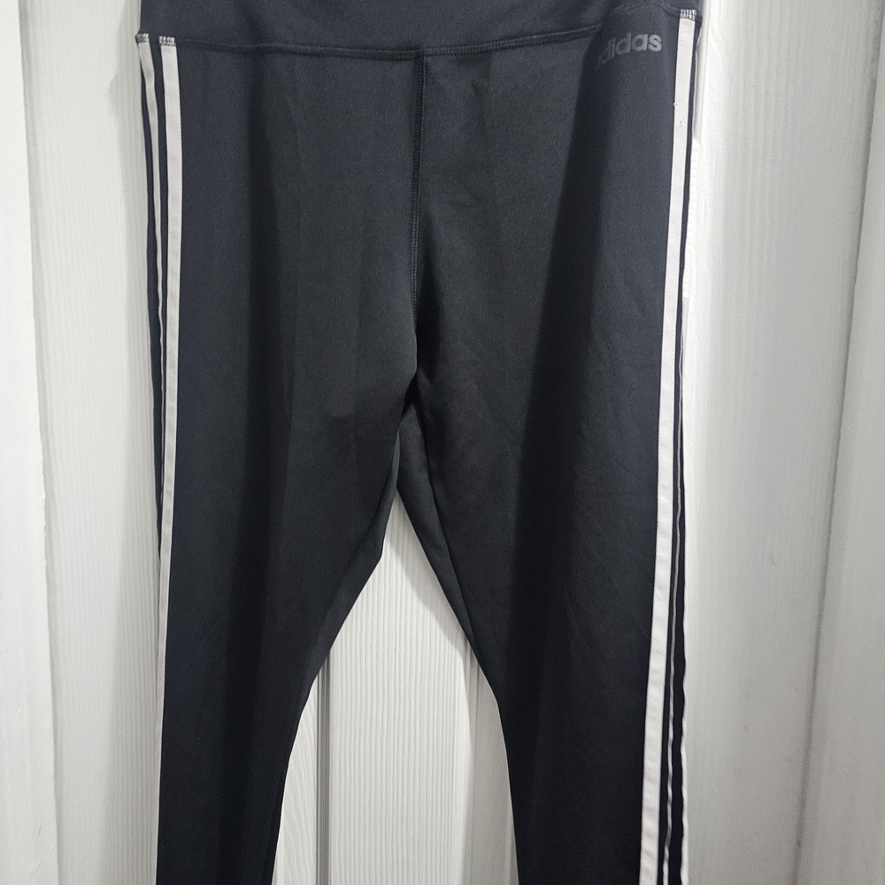 Adidas 3 Stripe Climalite Womens Black Leggings - Picture 2 of 4
